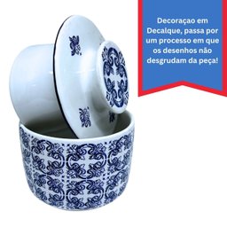 Manteigueira Francesa Branca Decoração azul Não precisa ir na geladeira Prattos - 2