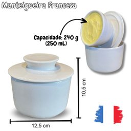 Manteigueira Francesa Branca Decoração azul Não precisa ir na geladeira Prattos - 8