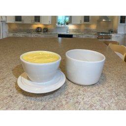 Manteigueira Francesa Branca Decoração azul Não precisa ir na geladeira Prattos - 6