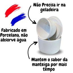 Manteigueira Francesa Branca Decoração azul Não precisa ir na geladeira Prattos - 4