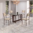 Ver imagem 1 de Conjunto Sala de Jantar Mesa 120x90cm Base Pérola Tampo Mdf Laca com Vidro Florença