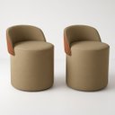 Ver imagem 1 de Kit 2 Puff Redondo Curvo Orgânico com Encosto Confortável Resistente Composé Suede Corino