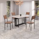 Ver imagem 1 de Conjunto Sala de Jantar Mesa 120x90cm Base Pérola Tampo Mdf Laca com Vidro Florença