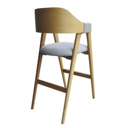 Kit 6 Banquetas Laura em Madeira Maciça de Eucalipto Verniz Amêndoa com Detalhes em Corda Linho Cinz - 4