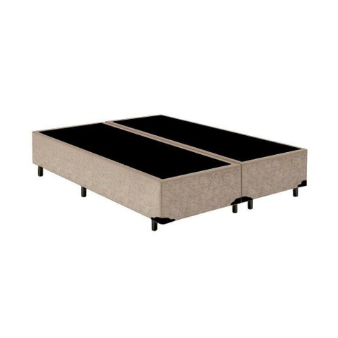 Cama Box Queen Bipartido Suede 40x158x198 Bege
