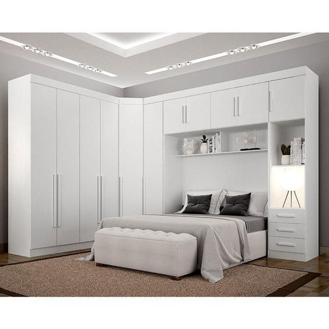 Quarto de Casal Modulado 11 Portas Orion Ambiente Branco - Leifer Móveis