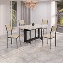 Ver imagem 1 de Conjunto Sala de Jantar Mesa 120x90cm Base Pérola Tampo Mdf Laca com Vidro Florença