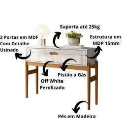 Aparador Intense Retrô Com Pés de Madeira Freijó / Off White Perolizado - Movelove - 2