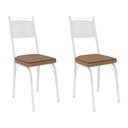 Ver imagem 1 de Kit 2 Cadeiras de Cozinha Virginia Estampado Rattan Bege Pés de Ferro Branco - Pallazio
