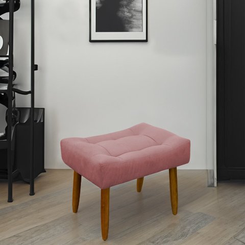 Puff Decorativo Quarto e Sala de Estar Suede Light Herrero:Rosa