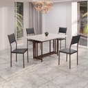 Ver imagem 1 de Conjunto Sala de Jantar Mesa 120x90cm Base Pérola Tampo Mdf Laca com Vidro Florença