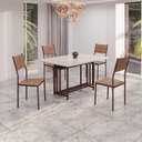 Ver imagem 1 de Conjunto Sala de Jantar Mesa 120x90cm Base Pérola Tampo Mdf Laca com Vidro Florença