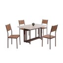 Ver imagem 2 de Conjunto Sala de Jantar Mesa 120x90cm Base Pérola Tampo Mdf Laca com Vidro Florença