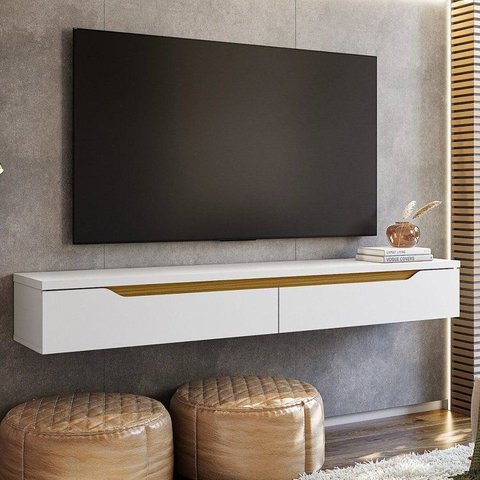 Rack Suspenso para TV até 55 Polegadas MDF 160cm Uno Branco