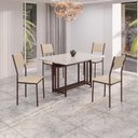 Ver imagem 1 de Conjunto Sala de Jantar Mesa 120x90cm Base Pérola Tampo Mdf Laca com Vidro Florença