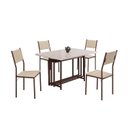 Ver imagem 2 de Conjunto Sala de Jantar Mesa 120x90cm Base Pérola Tampo Mdf Laca com Vidro Florença