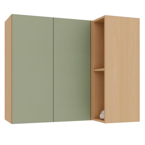 Armário Aéreo para Cozinha 100% MDF Canto Reto 2 Portas Lótus Carvalho/Verde