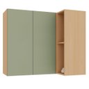 Ver imagem 1 de Armário Aéreo para Cozinha 100% MDF Canto Reto 2 Portas Lótus Carvalho/Verde