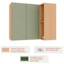Ver imagem 2 de Armário Aéreo para Cozinha 100% MDF Canto Reto 2 Portas Lótus Carvalho/Verde
