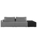 Ver imagem 7 de Sofá Ilha Modulado Milos 252cm Puff Lateral Cinza Escuro Preto Manchado Bouclê/pu G33 - Gran Belo