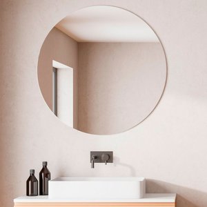 Espelho Redondo de Parede 30cm Vidro Lapidado Luxo Banheiro Quarto Sala
