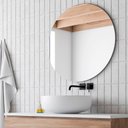 Ver imagem 3 de Espelho Redondo de Parede 30cm Vidro Lapidado Luxo Banheiro Quarto Sala