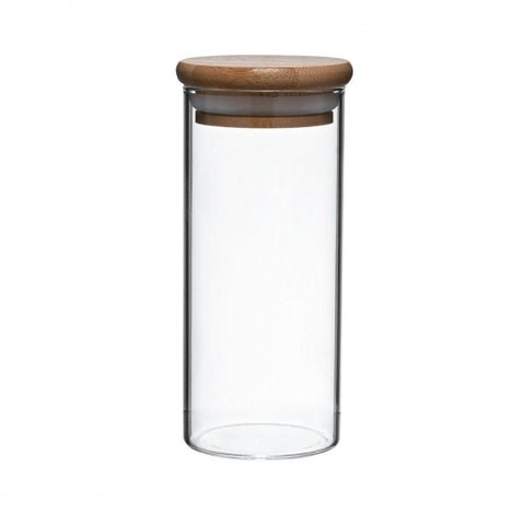 Dupla de Porta Mantimentos Vidro Boro Tampa Bambu 170 Ml Mimo Style