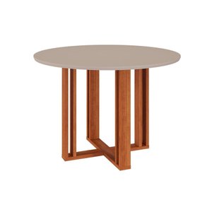 Mesa de Sala Jantar Flora C/tampo Madeirado 109x109cm Cinamomo/off White - Cimol