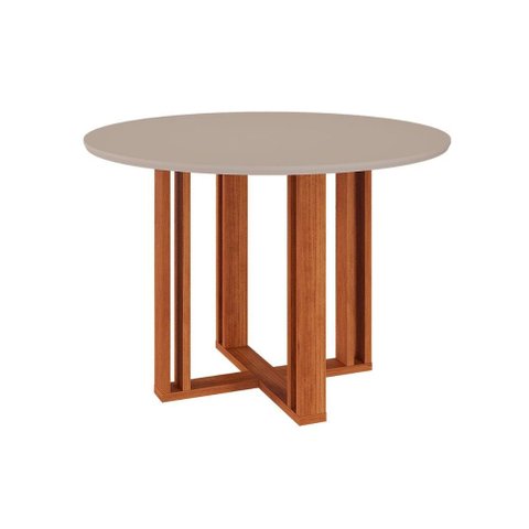 Mesa de Sala Jantar Flora C/tampo Madeirado 109x109cm Cinamomo/off White - Cimol