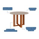 Ver imagem 2 de Mesa de Sala Jantar Flora C/tampo Madeirado 109x109cm Cinamomo/off White - Cimol