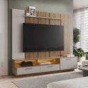Ver imagem 6 de Rack Painel para TV até 75 Polegadas com 200cmx181cm Iluminação Led Ravenna Marrom Arenas/Mel