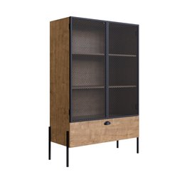Cristaleira York Estilo Industrial 93cm 02 Portas 01 Gaveta 27897 Artesano - Vermont/preto - 1