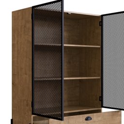 Cristaleira York Estilo Industrial 93cm 02 Portas 01 Gaveta 27897 Artesano - Vermont/preto - 5
