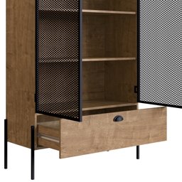 Cristaleira York Estilo Industrial 93cm 02 Portas 01 Gaveta 27897 Artesano - Vermont/preto - 4