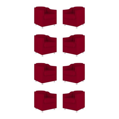 Kit 08 Cadeiras Poltronas Decorativas Sala de Espera Clinica Tecido Cor:vermelho