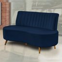 Ver imagem 1 de Sofá Decorativo 1,35M 2 Lugares Katara Veludo Azul Marinho - Gran Belo
