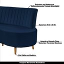 Ver imagem 4 de Sofá Decorativo 1,35M 2 Lugares Katara Veludo Azul Marinho - Gran Belo