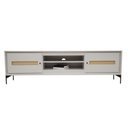 Ver imagem 2 de Rack Sala Tv até 75 Polegadas Paraty 180 Cm Laca Pés Metal Palhinha Off White