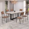 Conjunto Sala de Jantar Mesa 160x90cm Base Pérola Tampo Mdf Laca com Vidro Florença - 1