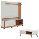 Ver imagem 1 de Estante Home Theater Jurerê 1.8 Off White Matte Freijó com Mesa de Centro Jeri Off White Freijó - Co