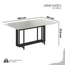 Ver imagem 3 de Conjunto Sala de Jantar Mesa 160x90cm Base Pérola Tampo Mdf Laca com Vidro Florença