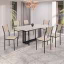 Ver imagem 1 de Conjunto Sala de Jantar Mesa 160x90cm Base Pérola Tampo Mdf Laca com Vidro Florença