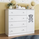 Ver imagem 2 de Cômoda Infantil 95cm 1 Porta com Vidro e 4 Gavetas Teddy Multimóveis Mp4489 Branco Branco