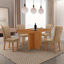 Ver imagem 1 de Mesa de Jantar Olímpia 120cm Tampo MDF Laminado Canto Copo com 4 Cadeiras Lisa