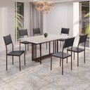 Ver imagem 1 de Conjunto Sala de Jantar Mesa 160x90cm Base Pérola Tampo Mdf Laca com Vidro Florença