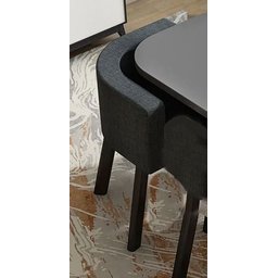 Mesa de Jantar Minimalista com 4 Cadeiras Compacta 1m2:base da Cadeiras Negras com Tecido Anti-rasgo - 19