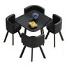 Mesa de Jantar Minimalista com 4 Cadeiras Compacta 1m2:base da Cadeiras Negras com Tecido Anti-rasgo - 12