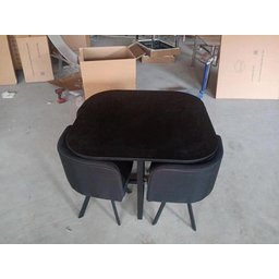 Mesa de Jantar Minimalista com 4 Cadeiras Compacta 1m2:base da Cadeiras Negras com Tecido Anti-rasgo - 20