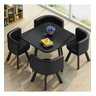 Mesa de Jantar Minimalista com 4 Cadeiras Compacta 1m2:base da Cadeiras Negras com Tecido Anti-rasgo - 8