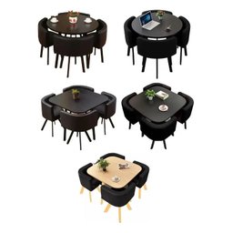 Mesa de Jantar Minimalista com 4 Cadeiras Compacta 1m - 1